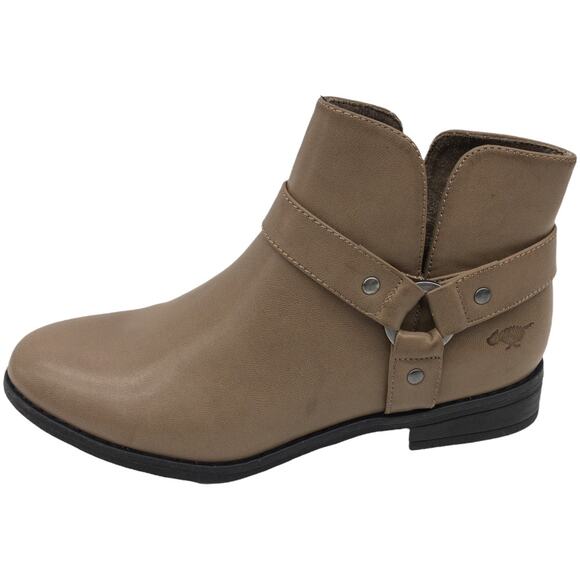 Rocket Dog Tan Western Harness Ankle Booties Mila V Cut Out  Boots 7.5 Women's - Picture 1 of 11